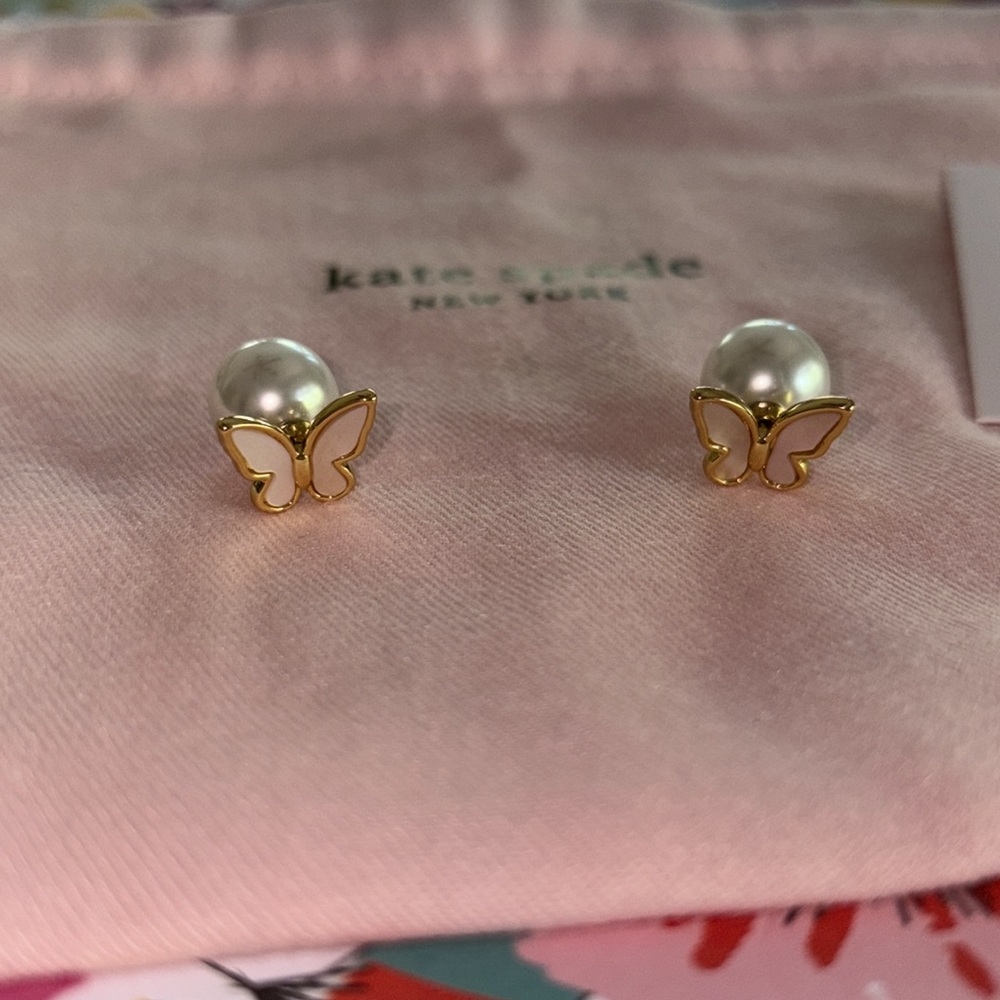 Kate Spade Gold and Mother of Pearl Butterfly earrings - Picture 5 of 8